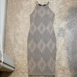 Lovely Day Monochrome Geometric Midi Dress